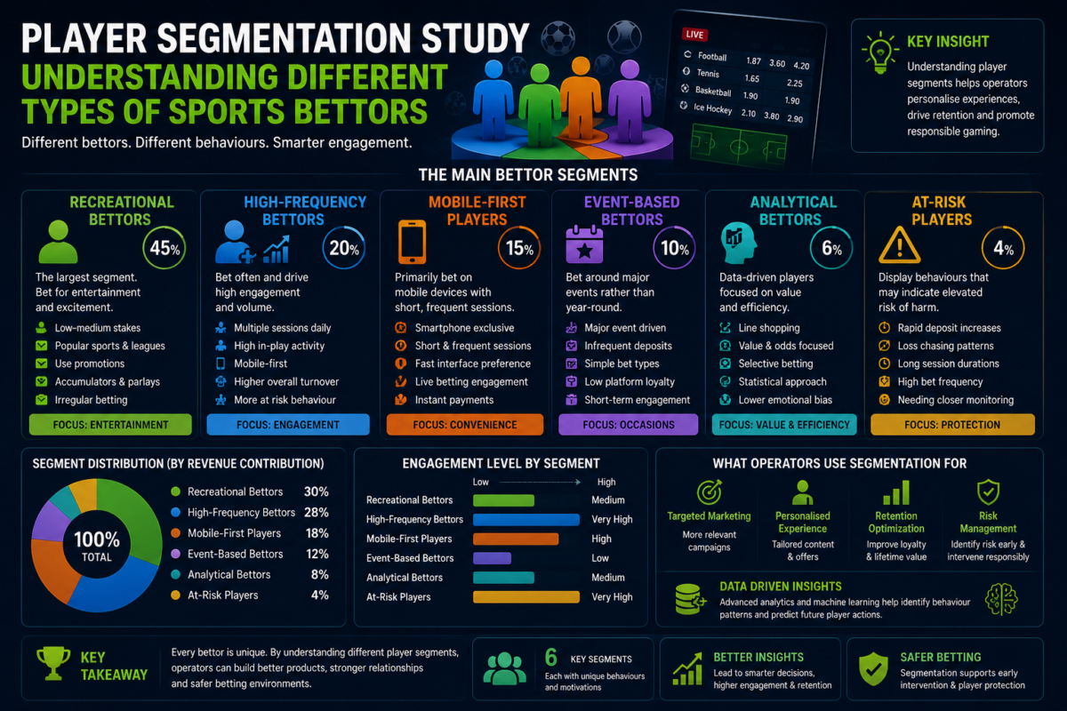 Sports betting player segmentation analysis showing different bettor behaviour patterns